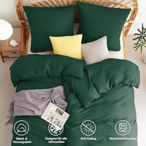 WAVVE Bettwäsche 135x200 – 4‑teiliges Mikrofaser‑Set Anthrazit (inkl. 2×80×80 cm Kissenbezüge) mit Reißverschluss, OEKO‑