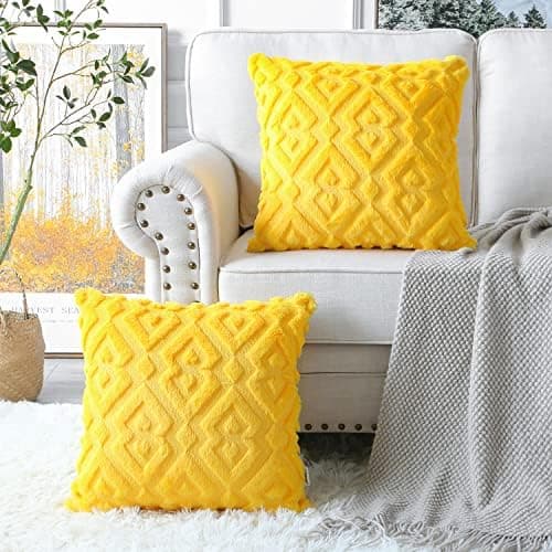 Artscope 2er-Set Kissenbezüge (40x40 cm) – weicher Kurzplüsch Wollsamt, Schneeflocke Creme Beige