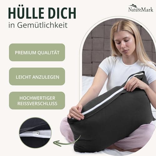 NatureMark Jersey Kissenbezüge – weich & atmungsaktiv, hautfreundlich – 40x40 cm, Anthrazit