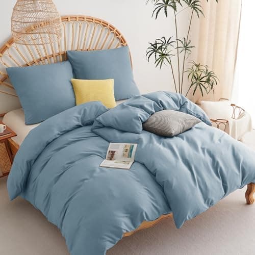 WAVVE Bettwäsche 135x200 – 4‑teiliges Mikrofaser‑Set Anthrazit (inkl. 2×80×80 cm Kissenbezüge) mit Reißverschluss, OEKO‑