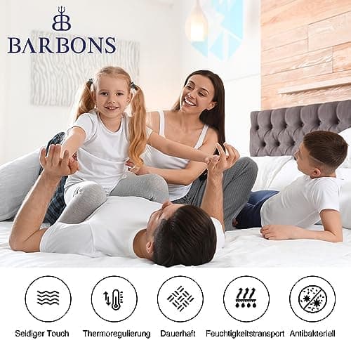 BARBONS Spannbettlaken 140x200 cm – 100% Baumwolle Jersey, für Boxspringbett & Matratzen bis 27 cm – Hellgrau