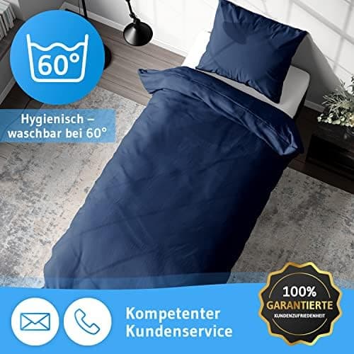 Bettwäsche 135x200 – 100% Renforce Baumwolle (OEKO-TEX STANDARD 100) | Set: Bettbezug 135x200 + Kissenbezug 80x80