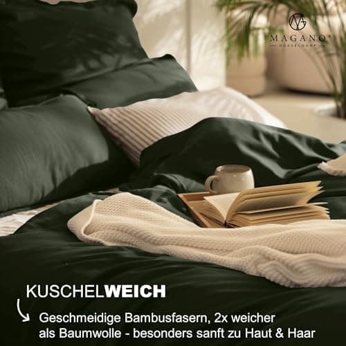 Magano® Bettwäsche 135x200 Taupe – Bambus & Baumwolle Satin 400 TC Premium, Deckenbezug 135x200 cm + Kissenbezug 40x80 c