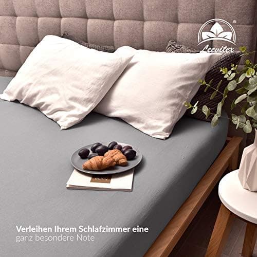 leevitex® Spannbettlaken 180x200–200x200 cm | 100% Jersey-Baumwolle | für Matratzen bis 25 cm