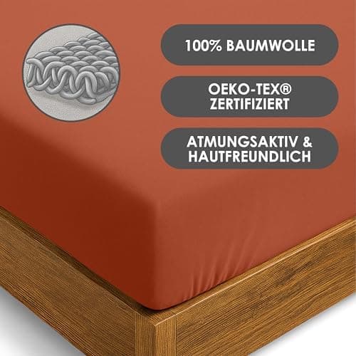 Jersey-Spannbettlaken / Spannbetttuch – 100% Baumwolle, 180x200–200x200 cm