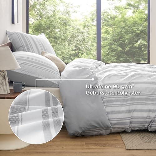 BEDSURE Bettwäsche-Set 135x200 (4-teilig) – Wendebettwäsche OEKO-TEX STANDARD 100 mit Reißverschluss, 2×80x80 Kissenbezü