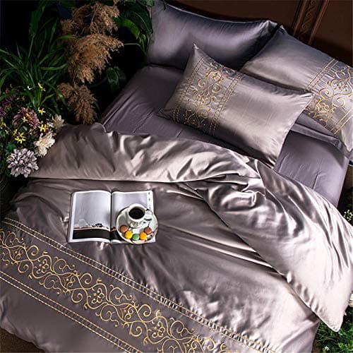 AB Version Bettwäsche-Set 4‑teilig – Pure Cotton Washed Silk, einfarbig für 1,5 m Bett
