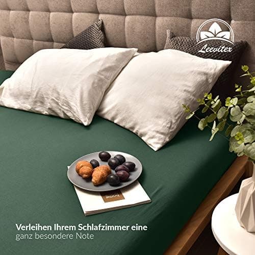 leevitex® Spannbettlaken 180x200–200x200 cm | 100% Jersey-Baumwolle | für Matratzen bis 25 cm