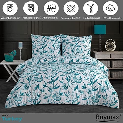 Buymax® Bettwäsche 200x200 3‑teilig (inkl. 2 x 80x80) – 100% Baumwolle Renforcé, OEKO‑TEX STANDARD 100