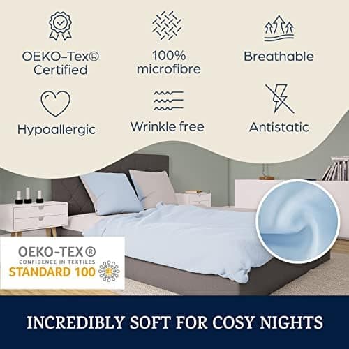 sleepwise Bettwäsche 135x200 Mikrofaser – ÖKO‑TEX zertifiziert, bügelfrei & knitterfrei, 2‑tlg. (inkl. 80x80 cm Kissenbe