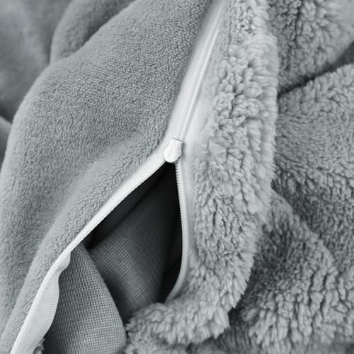 Kuschelige Plüsch-Bettwäsche 135x200 cm – Teddy-Fleece, extra warm, inkl. Kissenbezug 80x80 cm (Grau)