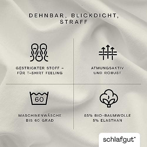Schlafgut Pure Spannbettlaken 90x200 bis 100x220 cm – 95% Bio-Baumwolle & 5% Elasthan, Oeko-TEX zertifiziert – passend f