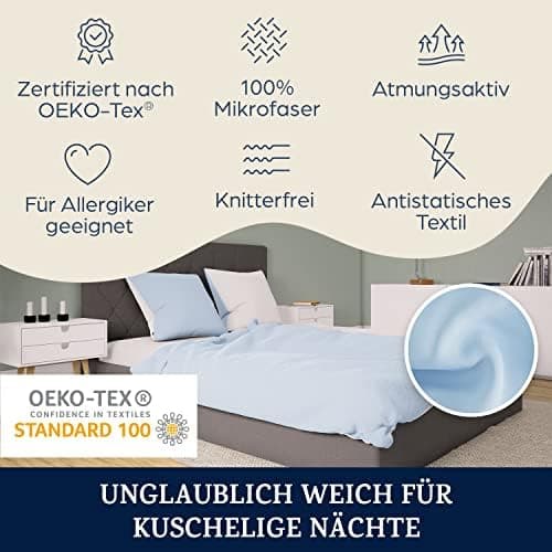 sleepwise Bettwäsche 135x200 Mikrofaser – ÖKO‑TEX zertifiziert, bügelfrei & knitterfrei, 2‑tlg. (inkl. 80x80 cm Kissenbe