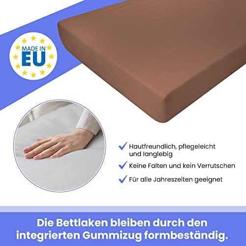 Best for Kids Spannbettlaken – 100% Baumwolle Jersey, 140 x 200 cm (Schokoladenbraun)