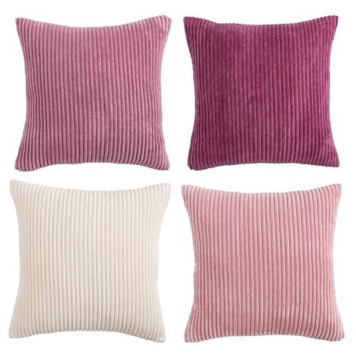 Softalker Kissenbezug 40x40 cm – 2er Set flauschig rosa, Dekokissenbezug für Sofa, Wohnzimmer & Schlafzimmer