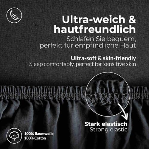 etérea Jersey-Spannbettlaken 80x200 cm Weiß – 100% Baumwolle, OEKO-TEX MADE IN GREEN & STANDARD 100