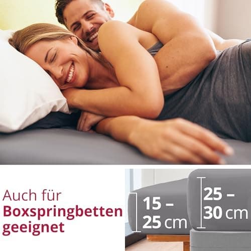 Greenline Spannbettlaken Premium Jersey – 100% Baumwolle, Champagner, 180–200x200 cm, bis 30 cm (auch für Boxspringbette