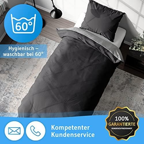 Bettwäsche 135x200 – 100% Renforce Baumwolle (OEKO-TEX STANDARD 100) | Set: Bettbezug 135x200 + Kissenbezug 80x80
