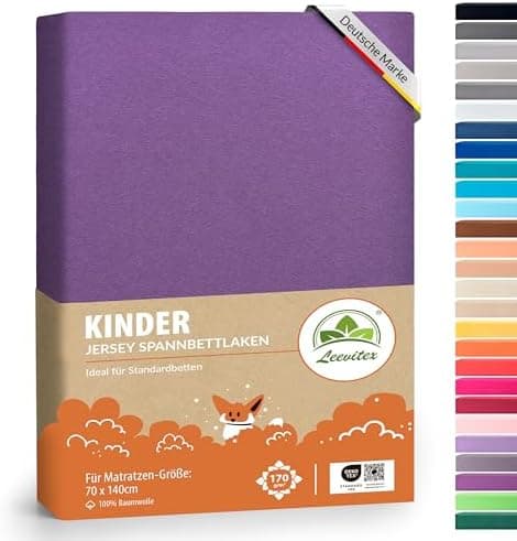 leevitex® Spannbettlaken 180x200–200x200 cm | 100% Jersey-Baumwolle | für Matratzen bis 25 cm