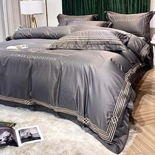 Doppelseitiger Sommer-Bettbezug aus europäischer Eisseide, kühlend & wendbar – 4‑teiliges Set 200×230 cm für 1,5 m Bett