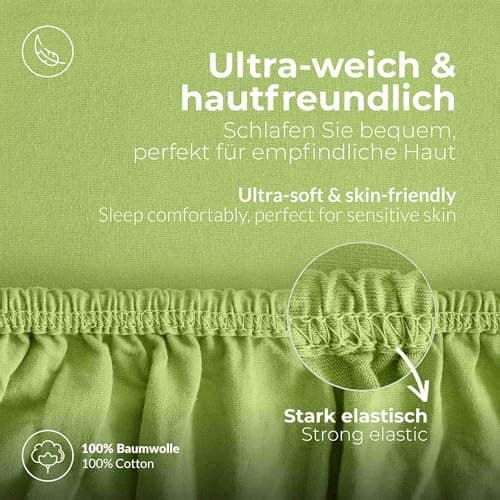 etérea Jersey-Spannbettlaken 80x200 cm Weiß – 100% Baumwolle, OEKO-TEX MADE IN GREEN & STANDARD 100