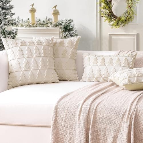 Artscope 2er-Set Kissenbezüge (40x40 cm) – weicher Kurzplüsch Wollsamt, Schneeflocke Creme Beige