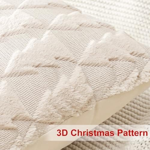 Artscope 2er-Set Kissenbezüge (40x40 cm) – weicher Kurzplüsch Wollsamt, Schneeflocke Creme Beige