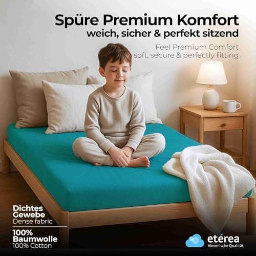 etérea Jersey-Spannbettlaken 80x200 cm Weiß – 100% Baumwolle, OEKO-TEX MADE IN GREEN & STANDARD 100