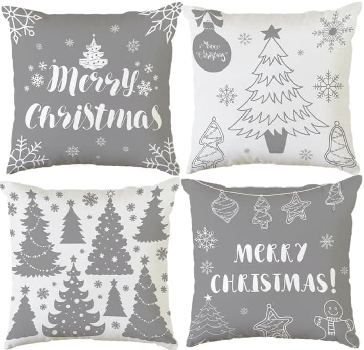 Aitsite 4er-Pack Weihnachts-Kissenbezüge 45 x 45 cm – Winterliche Dekoration für Sofa & Wohnzimmer