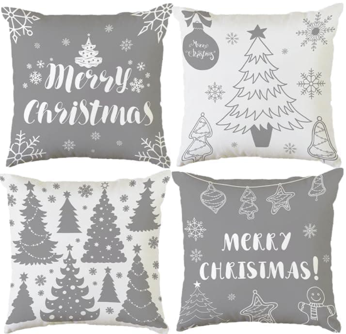 Aitsite 4er-Pack Weihnachts-Kissenbezüge 45 x 45 cm – Winterliche Dekoration für Sofa & Wohnzimmer