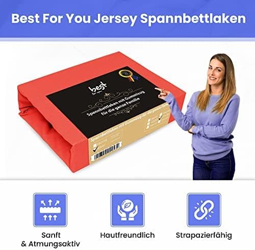 Best for Kids Spannbettlaken Jersey 100% Baumwolle 160x200 Rot