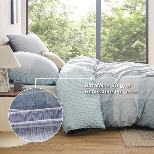 BEDSURE Bettwäsche-Set 135x200 (4-teilig) – Wendebettwäsche OEKO-TEX STANDARD 100 mit Reißverschluss, 2×80x80 Kissenbezü