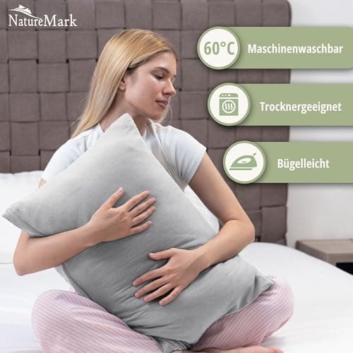 NatureMark Jersey Kissenbezüge – weich & atmungsaktiv, hautfreundlich – 40x40 cm, Anthrazit