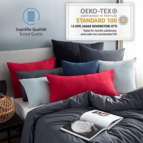 Komfortec Kissenbezüge 2er Set – 100% Baumwolle Premium Jersey (150 g/m²), superweich – OEKO‑TEX STANDARD 100