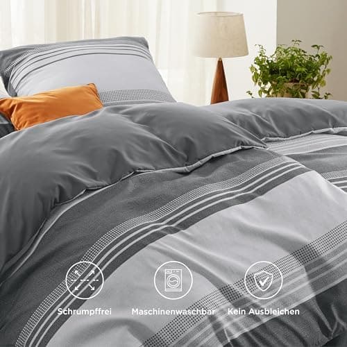 BEDSURE Bettwäsche-Set 135x200 (4-teilig) – Wendebettwäsche OEKO-TEX STANDARD 100 mit Reißverschluss, 2×80x80 Kissenbezü