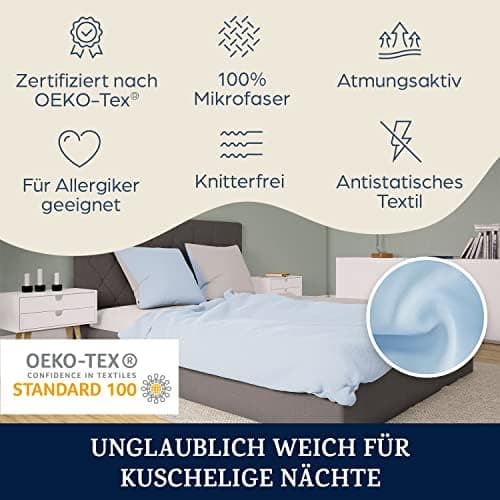 sleepwise Bettwäsche 135x200 Mikrofaser – ÖKO‑TEX zertifiziert, bügelfrei & knitterfrei, 2‑tlg. (inkl. 80x80 cm Kissenbe