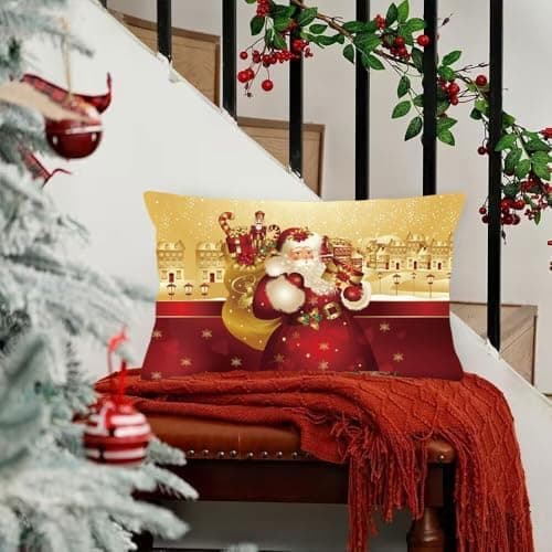 4er Set Kissenbezüge Weihnachten 40×80 cm – festliche Kissenhüllen für Sofa & Wohnzimmer