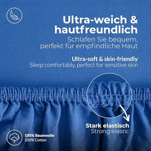 etérea Jersey-Spannbettlaken 80x200 cm Weiß – 100% Baumwolle, OEKO-TEX MADE IN GREEN & STANDARD 100