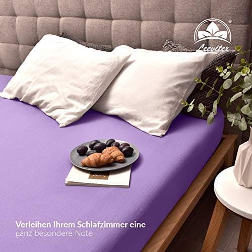 leevitex® Spannbettlaken 180x200–200x200 cm | 100% Jersey-Baumwolle | für Matratzen bis 25 cm