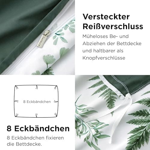 BEDSURE Bettwäsche-Set 135x200 (4-teilig) – Wendebettwäsche OEKO-TEX STANDARD 100 mit Reißverschluss, 2×80x80 Kissenbezü