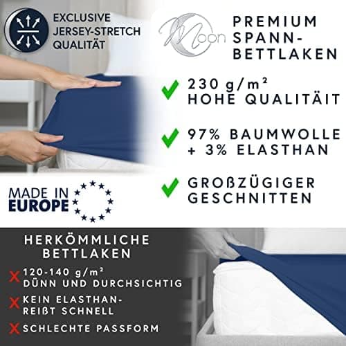 MOON-Luxury Spannbettlaken/Spannbetttuch Jersey-Stretch 230 g/m² OEKO-TEX – anthrazit, 90×200–100×220