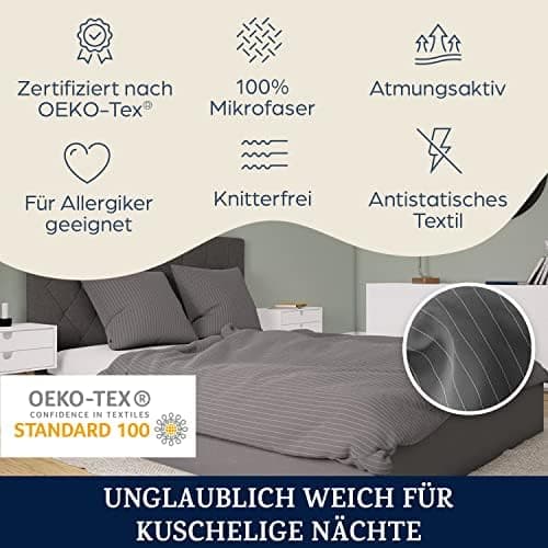 sleepwise Bettwäsche 135x200 Mikrofaser – ÖKO‑TEX zertifiziert, bügelfrei & knitterfrei, 2‑tlg. (inkl. 80x80 cm Kissenbe