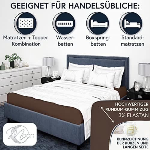 MOON-Luxury Spannbettlaken/Spannbetttuch Jersey-Stretch 230 g/m² OEKO-TEX – anthrazit, 90×200–100×220