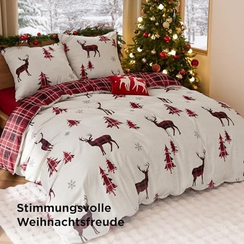 BEDSURE Bettwäsche-Set 135x200 (4-teilig) – Wendebettwäsche OEKO-TEX STANDARD 100 mit Reißverschluss, 2×80x80 Kissenbezü