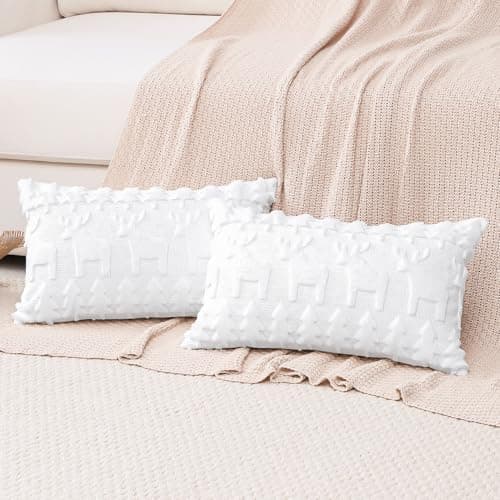 Artscope 2er-Set Kissenbezüge (40x40 cm) – weicher Kurzplüsch Wollsamt, Schneeflocke Creme Beige