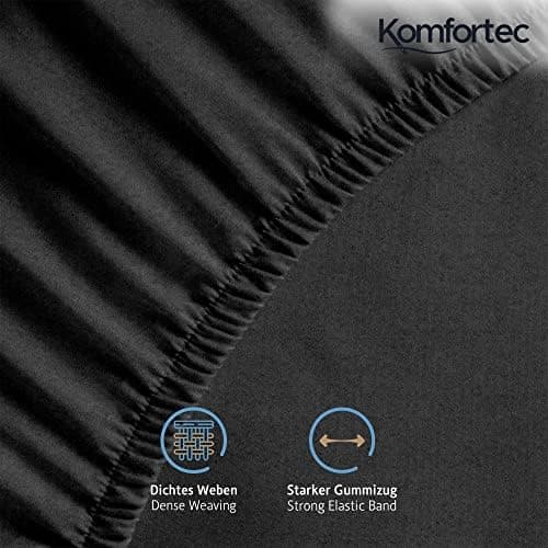 Komfortec Spannbettlaken 90x200 cm Jersey-Baumwolle – OEKO-TEX® Standard 100, Rundumgummizug für perfekte Passform, Weiß