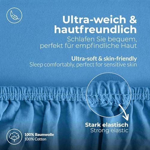 etérea Jersey-Spannbettlaken 80x200 cm Weiß – 100% Baumwolle, OEKO-TEX MADE IN GREEN & STANDARD 100