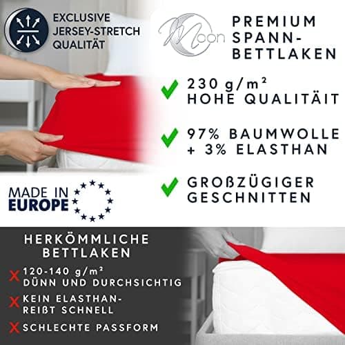 MOON-Luxury Spannbettlaken/Spannbetttuch Jersey-Stretch 230 g/m² OEKO-TEX – anthrazit, 90×200–100×220