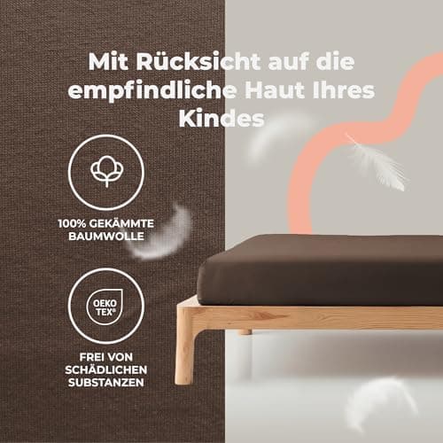 Soft Dream Spannbettlaken 90x200 cm Dunkelgrau – 100% gekämmte Baumwolle Jersey – für Kinder- & Juniorbett