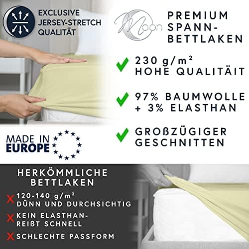 MOON-Luxury Spannbettlaken/Spannbetttuch Jersey-Stretch 230 g/m² OEKO-TEX – anthrazit, 90×200–100×220